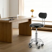 OYAJIA Stool Swivel Chair Height Adjustable 360° Chair Office Round Desk Bar Stool UK - Black - View 5