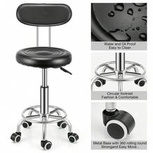 OYAJIA Stool Swivel Chair Height Adjustable 360° Chair Office Round Desk Bar Stool UK - Black - View 6