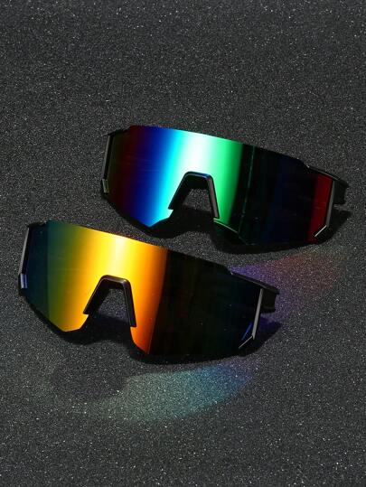 2pcs/Set Men's Plastic Sports Cycling Wraparound Y2k Decor Fashion Sports Glasses Suitable For Daily Wear, Photography, Shopping, Cycling, Skiing, Etc. Street Shades Accessories, School Beach Accessories Glasses Shades Easy Comfort Casual Outfits Outdoor Cycling Glasses For Summer Beach Vacation,Outdoor,Travel