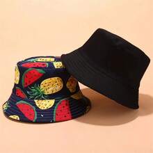 Mũ Bucket có thể đảo ngược phong cách Boho dành cho nữ có in hình trái cây và quả lê, thích hợp để mặc hàng ngày vào mùa xuân và mùa hè - Một kích thước phù hợp với tất cả (56-60 cm) - Xem 5