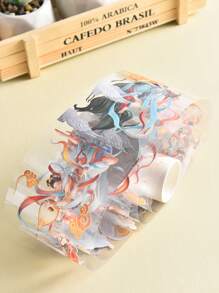 1入高光澤度寵物材料可愛復古風格音樂演奏女孩創意裝飾和紙膠帶貼紙,適用於手帳製作 - 紅色 - 查看 7