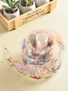 1入高光澤度寵物材料可愛復古風格音樂演奏女孩創意裝飾和紙膠帶貼紙,適用於手帳製作 - 紅色 - 查看 6