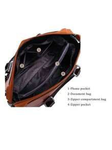 Bolsa Totes para Mujer 4 Piezas, Bolsa Mujer Mano Compras Casual Bolso Hombro Bolso Cruzado con Bandolera Ajustable,Gran Capacidad,Cartera para Trabajo,Cita,Viaje,Fiesta - Marrón - Ver 3