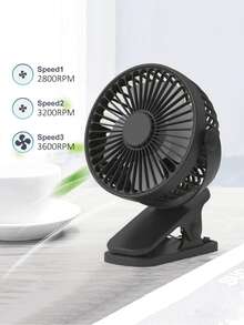 Small Clip Fan, Fan Keep Cool Reusable Clip Type Small Fan Travel Accessory Pink USB Plug - Multicolor - View 3