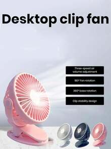 Small Clip Fan, Fan Keep Cool Reusable Clip Type Small Fan Travel Accessory Pink USB Plug - Multicolor - View 8