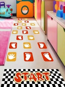 有趣的跳房子地板貼紙-可移式網格設計創意遊戲貼紙,用於房間裝飾