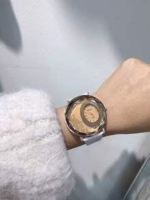 圓形錶盤時尚女裝石英手錶,適合日常佩戴和派對活動,單購1只 - 玫瑰金 - 查看 5