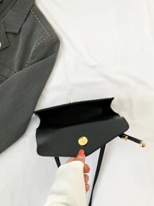 New Vintage Weave Texture Handheld Square Bag For Women, Can Be Used As Shoulder Or Crossbody Bag - Black - View 5