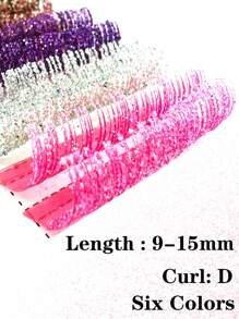 aHoneya 1 Packung bunte Glitzer Wimpern, schillernde Farben für Hochzeit, Glitzer Wimpernverlängerung, pink, lila, grün, blaue Wimpern - D - Übersicht 10