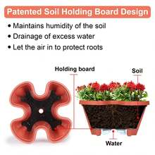 垂直種植架5層可堆疊的植物盆,草莓、香草、花卉和蔬菜盆,室內外花園種植盆具有可拆卸輪子和工具 - Clay Red - 查看 3
