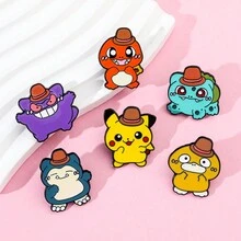 pocket monsters 口袋妖怪4入組可愛卡通俯臥在妖精球上口袋妖怪合金胸針/金屬徽章彩繪徽章女士時尚手提包配飾 - 4 Pcs - 查看 7