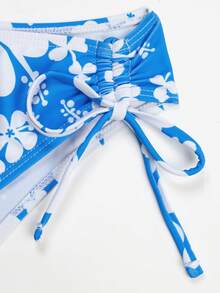 女士度假风格花卉印花比基尼套装（带肩带）夏季