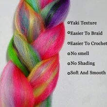 Jumbo Braiding Hair Fiber Mix Ten Silky Colorful Twist Braiding Hair Rainbow Colors Extensions Kanekalon Synthetic Hair  Synthetic Fiber Soft Healthy