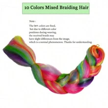 Jumbo Braiding Hair Fiber Mix Ten Silky Colorful Twist Braiding Hair Rainbow Colors Extensions Kanekalon Synthetic Hair  Synthetic Fiber Soft Healthy