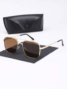 1/2/3/4 Pairs Combo, Men's Square Luxury Fashion Glasses, Metal Frame Design, Single Pair Comes With 1 Elegant Glasses Case, & Versatile, Attracts All Eyes. For Daily Life, Beach, Driving And Outdoor Travel Accessories, Also Provides UV Protection.
