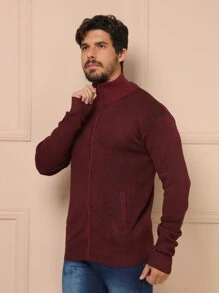 Men Sweaters - Burgundy - View 2