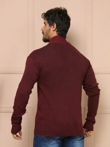 Men Sweaters - Burgundy - View 6