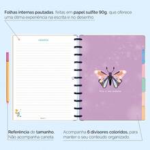 Caderno De Disco ISCOOL Prime Inteligente Grande 20 x 27,5 cm Butterfly Branco Rosa 80 Fls - Butterfly Branco Rosa - Visão 4