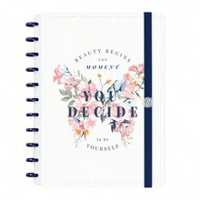 Caderno De Disco ISCOOL Prime Inteligente Grande 20 x 27,5 cm Butterfly Branco Rosa 80 Fls - Butterfly Branco Rosa - Visão 1