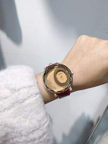 圓形錶盤時尚女裝石英手錶,適合日常佩戴和派對活動,單購1只 - 玫瑰金 - 查看 13