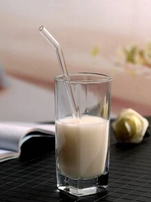 5pcs Clear Glass Straw Set, High-Temperature Resistant, Reusable And Washable, Suitable For Drinking Juice,Kitchen,Christmas Gift - White - View 8