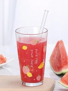 5pcs Clear Glass Straw Set, High-Temperature Resistant, Reusable And Washable, Suitable For Drinking Juice,Kitchen,Christmas Gift - White - View 5