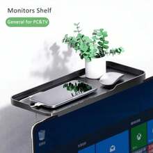 TV Screen Top Storage Shelf, Adjustable Monitor Storage Rack Computer Desktop Display Stand,TV Router Storage Rack, - Black and White - View 1