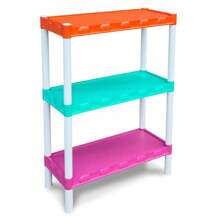 Estante Prateleira Modular Multiuso Organizadora Plástico Colorida com 3 Prateleiras - COM PEZINHOS - Multicolorido - Visão 1