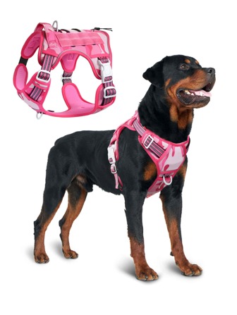 大型犬用狗背带 无拉力可调节宠物背带 反光工作训练 易于控制 宠物背心式狗背带