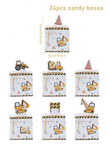 24个工程车造型迷你纸质礼品盒，工程车主题婴儿派对生日派对装饰，礼品包装，糖果饼干盒 - 彩色 - 查看 4