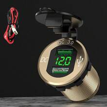 QC3.0 Car Cigarette Lighter Socket Plug Aluminum Double Dual USB Port LED Voltmeter 12V-24V