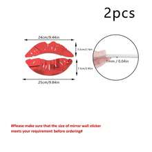 2pcs/set Modern Style Multi-color Removable Acrylic Lips Design Diy Decorative Mirror Wall Stickers With Self Adhesive Back, Suitable For Living Room, Dining Room, Bedroom, Bathroom, Party, Festivals, Waterproof - Rose Red - View 4