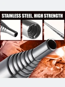 Outdoor Camping Bbq Fire Starter Kit, Portable Stainless Steel Extendable Blow Pipe, Blow Rod, Camping Tools! - Black - View 4