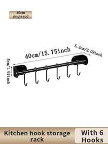 1pc Kitchen Wall Hanger Rack, Multifunctional Wallmount Hooks Without Drilling, Home Storage Organizer For Kitchenware