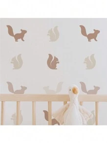 Pegatina De Ardilla De Dibujos Animados Para Habitación De Niños, Decoración De Jardín De Infantes, Autoadhesiva - Caqui - Ver 1