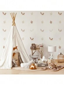 Pegatina De Ardilla De Dibujos Animados Para Habitación De Niños, Decoración De Jardín De Infantes, Autoadhesiva - Caqui - Ver 4
