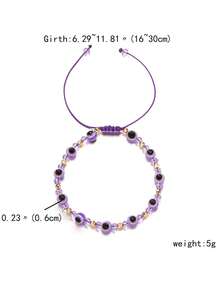 1 Miếng Linh hoạt Tối giản Tím Cầu vồng Nhãn cầu Hạt pha lê Có thể điều chỉnh Dây rút Vòng tay - Màu tím - Xem 3