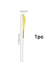 Juego de cubiertos de acero inoxidable de 4 piezas/16 piezas/24 piezas/32 piezas, con juego de cuchillo, tenedor y cuchara adecuado para uso doméstico, restaurante, utensilios de cocina de hotel - oro+blanco - Ver 12