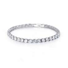 1 Pieza Pulsera De Cadena De Tenis De Acero Inoxidable Para Hombres Y Mujeres Con Cierre De Garra, Elegante Piedra De Circonita Cúbica, Regalo Para Festivales