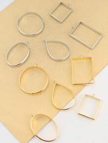 30入組合金簡約的水滴形/圓形/正方形/橢圓形0.5厘米深的矽膠模具,適用於diy製作矽膠手鍊、項鍊和手工珠寶 - 銀色 - 查看 12