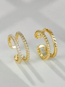 H Z JEWERLY 1 Miếng Đúng mốt Zirconia Trang trí Mạ đồng 14K Vàng Mở Nhẫn Đối với phụ nữ & Nam , Thích hợp Đối với Mặc hàng ngày , Nhẫn đôi , Bữa tiệc mùa hè , Qủa tặng Đối với Gia đình & Bạn - Vàng - Xem 1