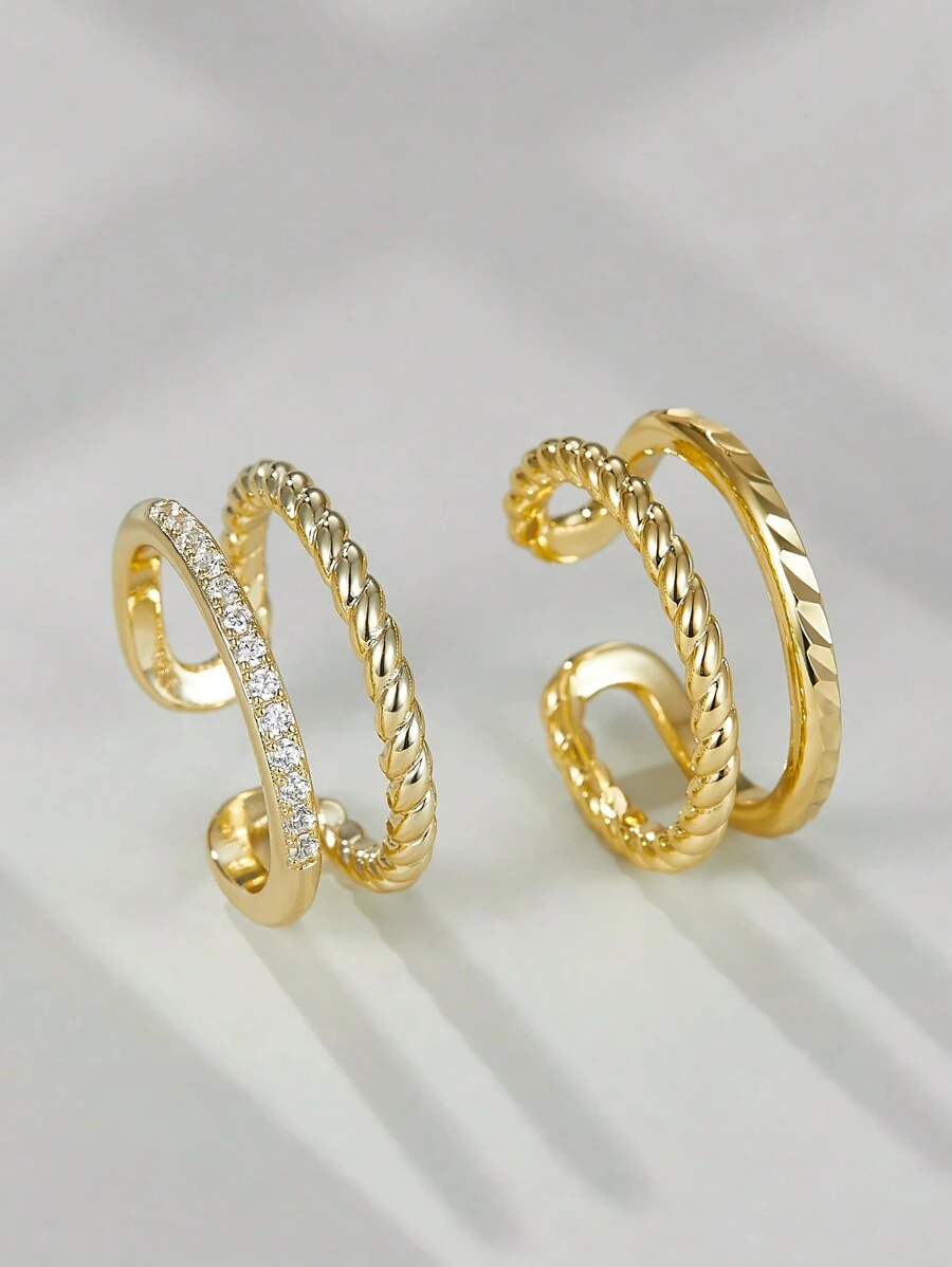 H Z JEWERLY 1 Miếng Đúng mốt Zirconia Trang trí Mạ đồng 14K Vàng Mở Nhẫn Đối với phụ nữ & Nam , Thích hợp Đối với Mặc hàng ngày , Nhẫn đôi , Bữa tiệc mùa hè , Qủa tặng Đối với Gia đình & Bạn - Vàng - Xem 1