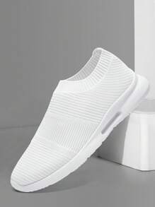 Mens Running Shoes Slip-On Walking Sneakers Lightweight Breathable Casual Soft Sole - White - View 2