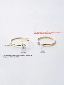 925 Sterling Silver Minimalist Cute Adjustable Ring, Unique Fashion Gold-Color Jewelry Accessory, Korean Style - Multicolor - View 4