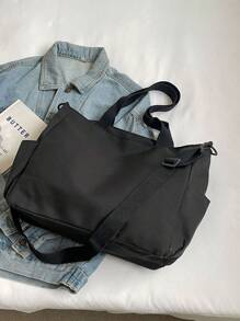 Minimalist Multi-Pocket Large Capacity Women's Commuter Tote Bag, Casual Versatile Canvas Shoulder Handbag, Lightweight Foldable Zipper Closure, Suitable For Daily Use, Work, School, Campus Style, Tote Bags For Students, Multiple Compartments, Perfect For Beach, School, Work & Daily Use