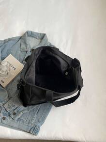 Minimalist Multi-Pocket Large Capacity Women's Commuter Tote Bag, Casual Versatile Canvas Shoulder Handbag, Lightweight Foldable Zipper Closure, Suitable For Daily Use, Work, School, Campus Style, Tote Bags For Students, Multiple Compartments, Perfect For Beach, School, Work & Daily Use