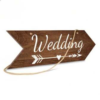 1pc, Wedding Sign Wooden Hanging, Arrow Wood Plaque Wall Art For Yard Home Door Patio Decoration Gift