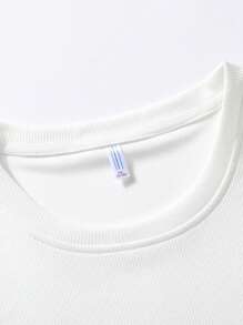 Boyfriend Style Men Casual Streetwear Fashion Set, Loose Fit Letter Print Short Sleeve T-Shirt And Shorts, Perfect For Sports And Leisure - White - View 4