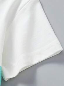 Little Bitty Young Boy Casual Short Sleeve T-Shirt, Cartoon Dinosaur Print, Fashion Outdoor Wear, Spring/Summer - White - View 4