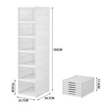 LIVINGANDHOME Living And Home 3/6-Tier Foldable Shoe Storage Box Unit, 6-Compartment White Foldable Shoe Storage Unit, Stackable Shoe Organiser With Transparent Design, High-Capacity Foldable Shoe Rack, Space-Saving Design Shoe Box, Ventilated Stackable Shoe Container, With Convenient Front Lid – PP + PS Material – Ideal For Organising Footwear, Keeping Shoes Clean & Odour-Free, Home Storage Solution, Perfect For Seasonal Use - White - View 12
